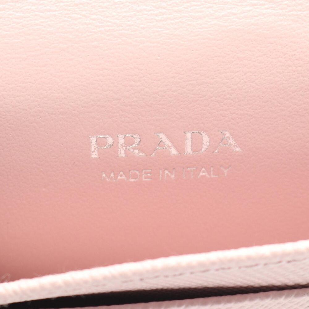 Prada Saffiano Triangle Business Card Case, Leather, Women's, Pink - Picture 5 of 8